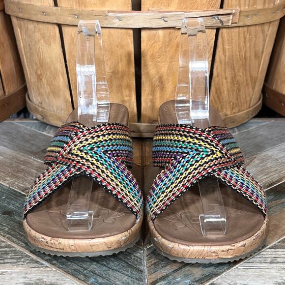 Skechers Cali Beverlee Delighted Multicolor Woven Cork Wedge Sandals Womens 10 - Picture 4 of 11